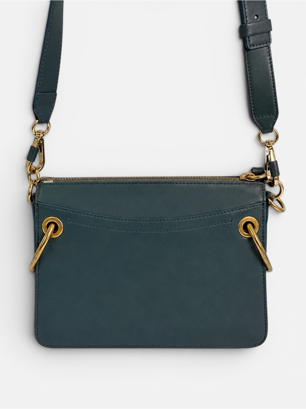 Chloé Roy Small Leather Shoulder Crossbody Bag Blue Green Gold Hardware - Picture 2 of 11